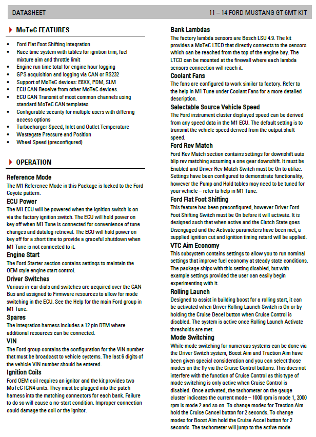 2011-14 Mustang GT MoTeC 'Plug and Play' Kit (S197)